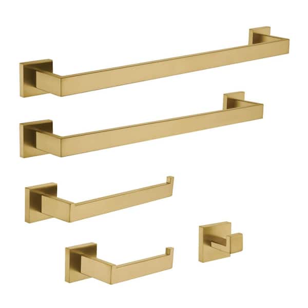 Markus 5-Piece Bath Hardware Set with Mounting Hardware in Brushed Brass