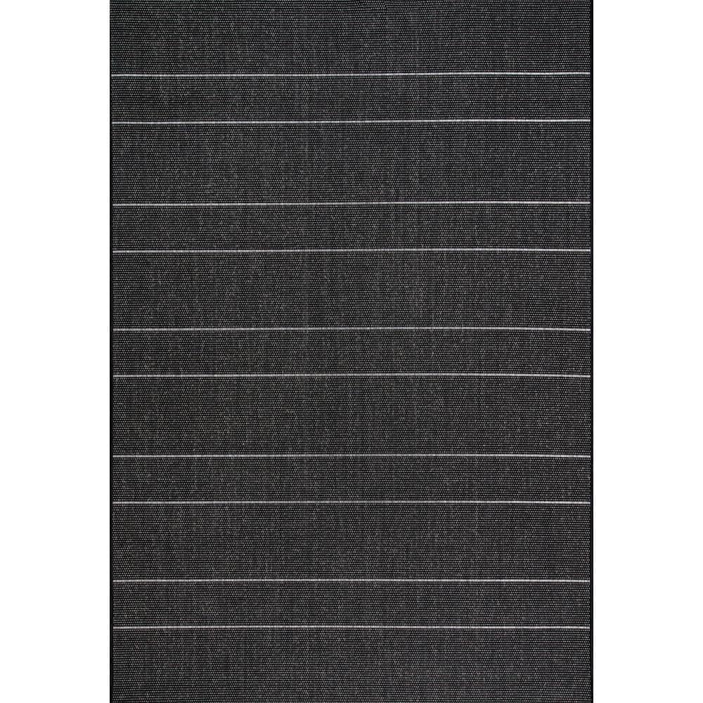 Alaina Black 4' x 6' Striped Synthetic Indoor/Outdoor Rug