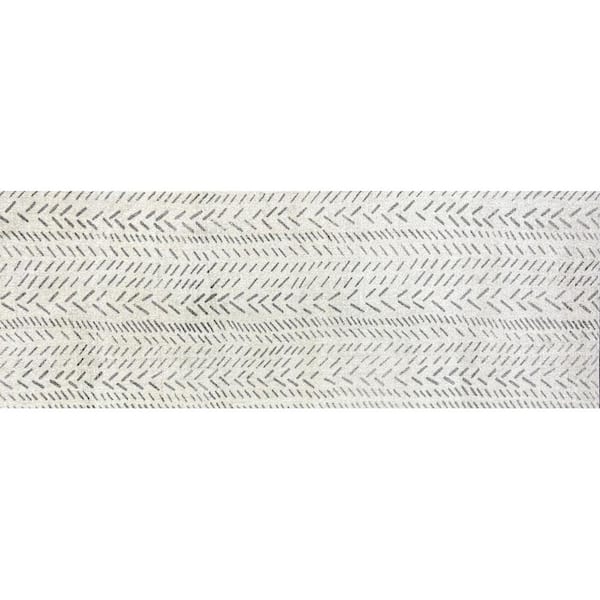 Serengeti 2.29 ft x 6.25 ft Cream and Gray Simple Lines Runner Rug