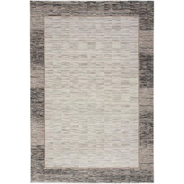 Nourison Desire Grey Black 6 ft. x 9 ft. Abstract Contemporary Area Rug
