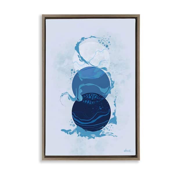 Stupell Industries Circles with Swirling Water by Ishita Banerjee Brown Floater Frame Abstract Graphic Art Print 31 in. x 21 in.