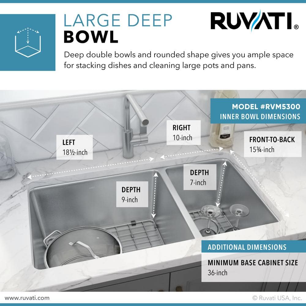 35-Inch Stainless Steel Double Bowl Drop-In Kitchen Sink