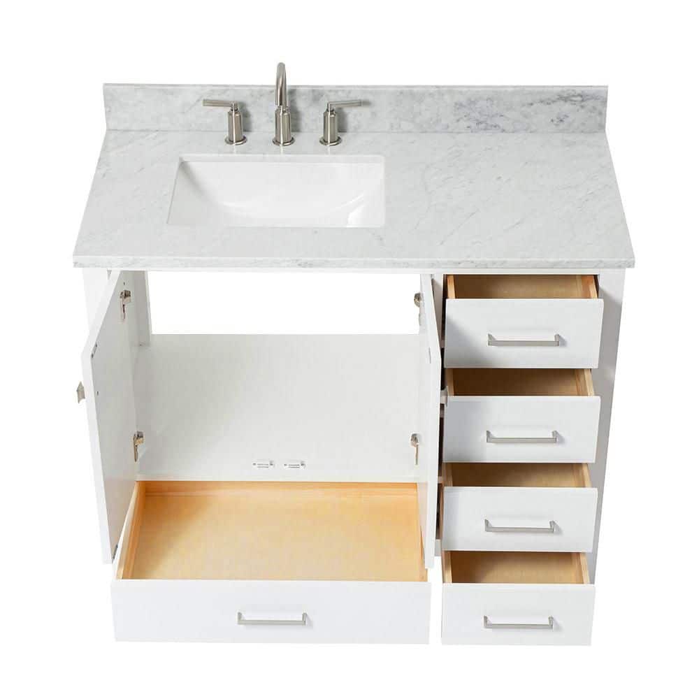 Cambridge 43" White Marble Top Single Basin Vanity Set