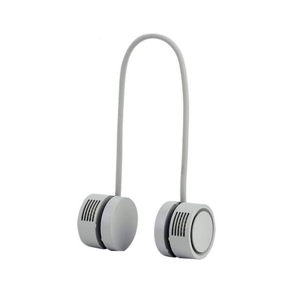 DANSOON Rolling Bladeless 1.5 in. 3-Speeds Rechargeable Personal Fan with Flexible Neckband in Grey