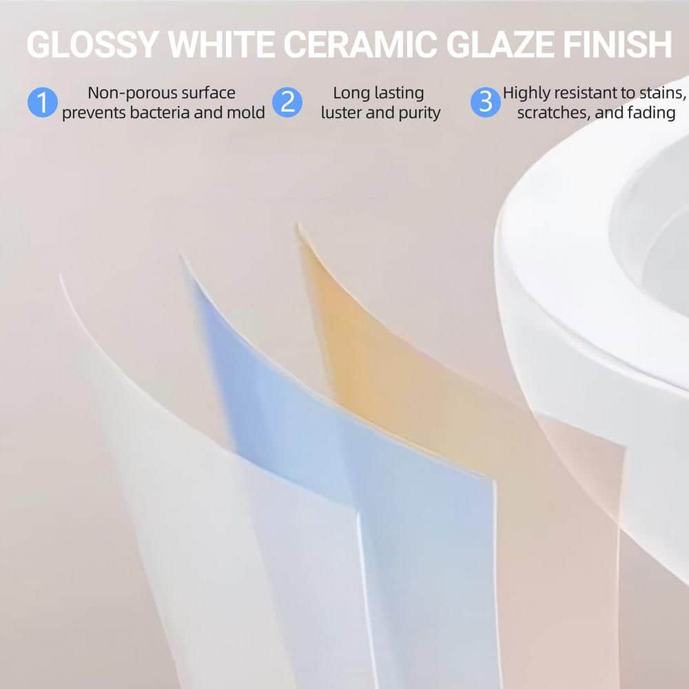 Glossy White Elongated One-Piece Dual Flush Toilet