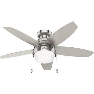 Hunter Parmer 46 in. LED Indoor Brushed Nickel Flush Mount Ceiling Fan ...