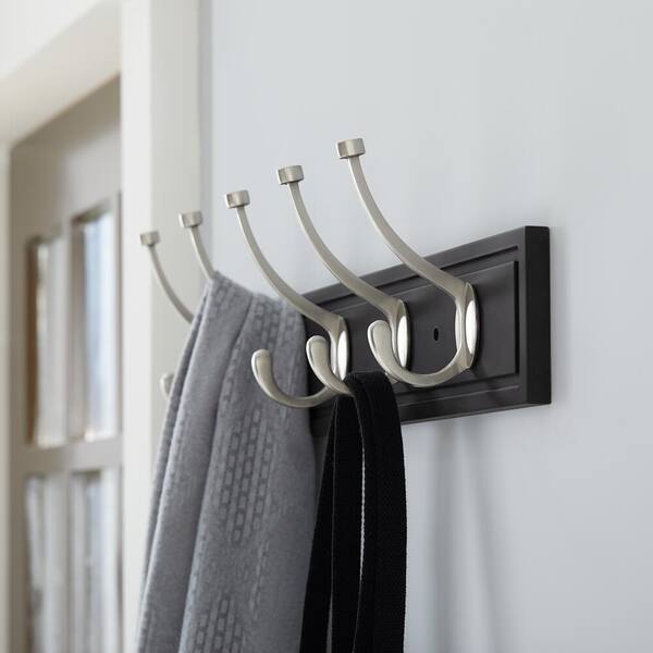 5 Black Plastic Clothes Coat Belt Keys Hanging Wall Door Mount Hook Hanger 