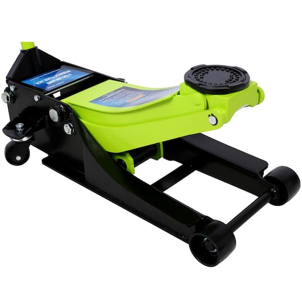 4-Ton Low Profile Hydraulic Steel Floor Jack with Speedy Lift 2.5 in. -20 in. Green