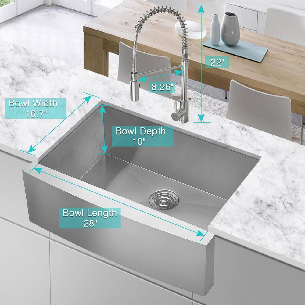 30-Inch Stainless Steel Farmhouse Apron-Front Sink with Pull Down Faucet