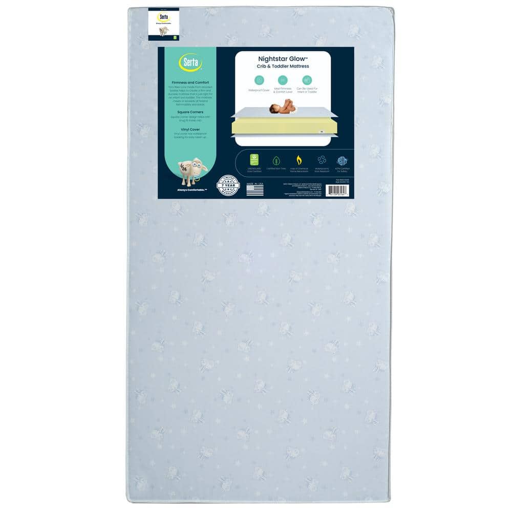 Serta Nightstar Glow Crib and Toddler Mattress, Blue