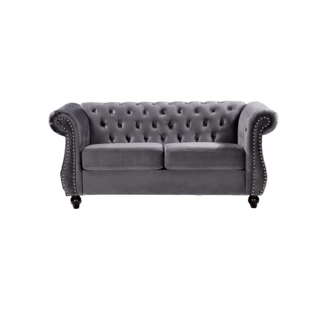 US Pride Furniture Feinstein 67.6 in. Gray Velvet 2Seater Upholstered