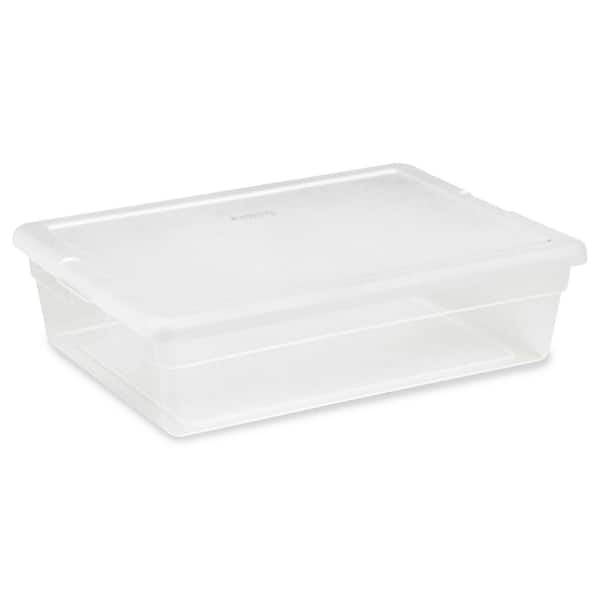 Home Basics Plastic Storage Box With Handle, Clear | Locking Tabs |  Stackable Storage | Easily See Contents (30 Liter Rectangle)