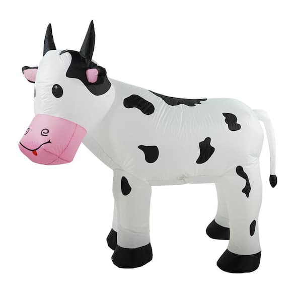 Alpine Corporation Inflatable Black/White Cow Decor with Cool White LED Lights