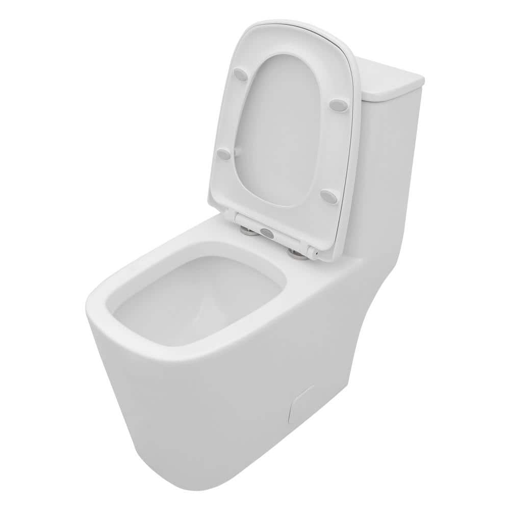 White Ceramic Square One-Piece Dual Flush Toilet