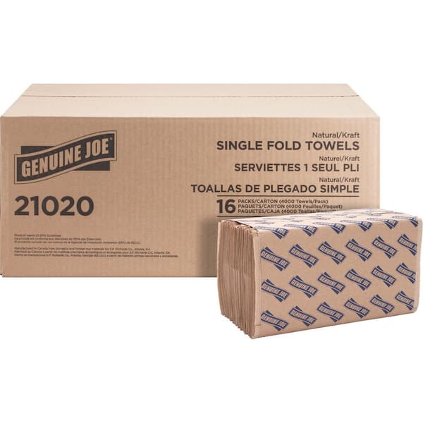 Genuine Joe Single-Fold Value Paper Towels (250 Sheets per Pack)
