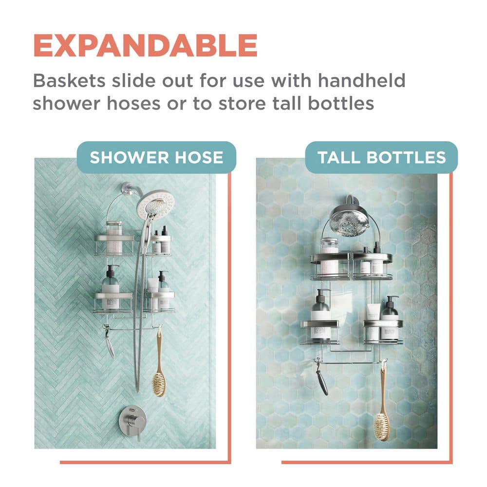 Stainless Steel Expandable Shower Caddy with Suction Mount