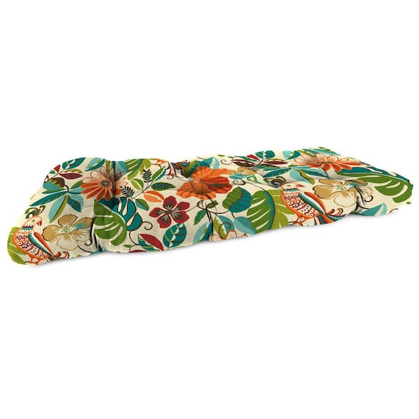 Jordan Manufacturing 44 in. L x 18 in. W x 4 in. T Outdoor Rectangular Wicker Settee Bench Cushion in Lensing Jungle