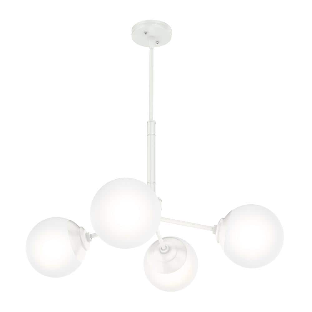 Matte White 4-Light Sputnik Chandelier with Glass Globes