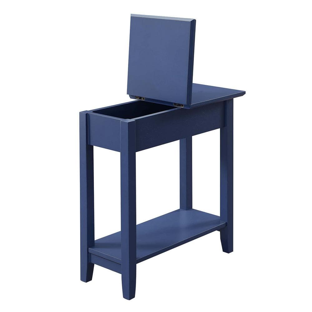 Cobalt Blue Classic Rectangular Flip Top End Table with Storage