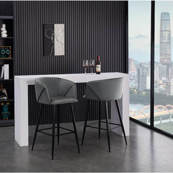 Grey bar store stool black legs