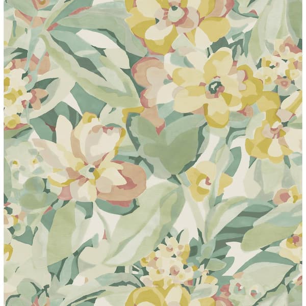 Unbranded Green Yellow Belles Fleurs Peel and Stick Wallpaper Sample