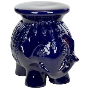 Elephant Navy Ceramic Garden Stool