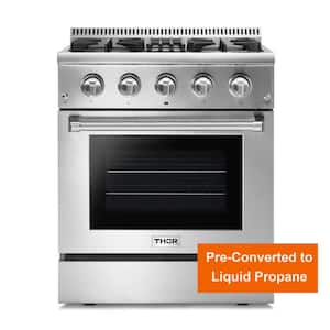 Pre-Converted Propane 30 in. 4.2 cu. ft. Dual Fuel Range in Stainless Steel