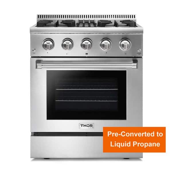 Thor Kitchen Pre-Converted Propane 30 in. 4.2 cu. ft. Dual Fuel Range in Stainless Steel