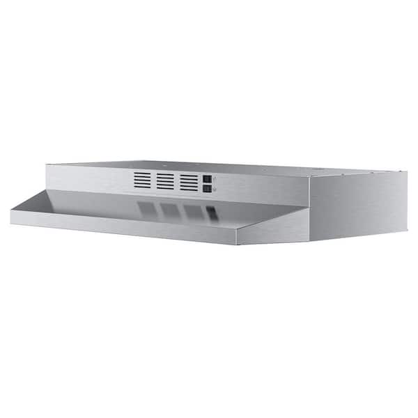 24 in. 300 CFM Convertible Under Cabinet Range Hood in Stainless Steel with LED, 2-Way Venting and washable mesh filters