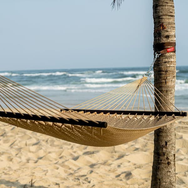 OGETFUUR 10.5 ft. Double 2 Person Caribbean Rope Hammock, Hand