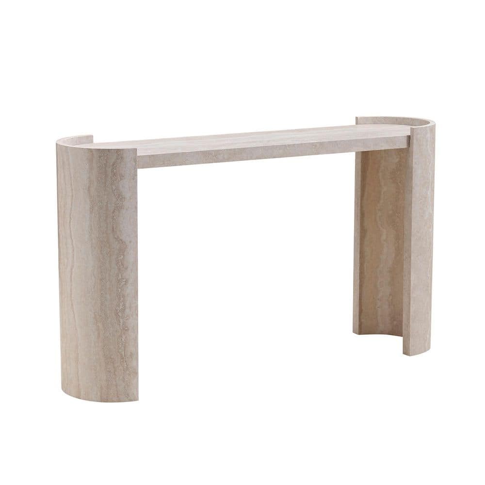 53.15 in. Beige Oval MDF Narrow Console Table with Marble Pattern Design price history on PriceWatchPro