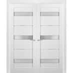 TRUporte 30 in. x 80.25 in. Off White 3-Lite Tempered Frosted Glass MDF ...