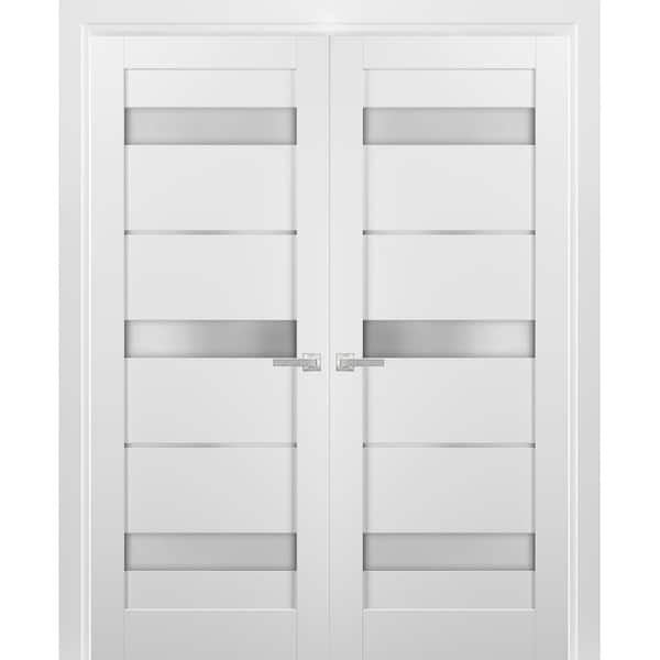48 in. x 96 in. Single Panel White Finished Pine Wood Interior Door Slab with Hardware