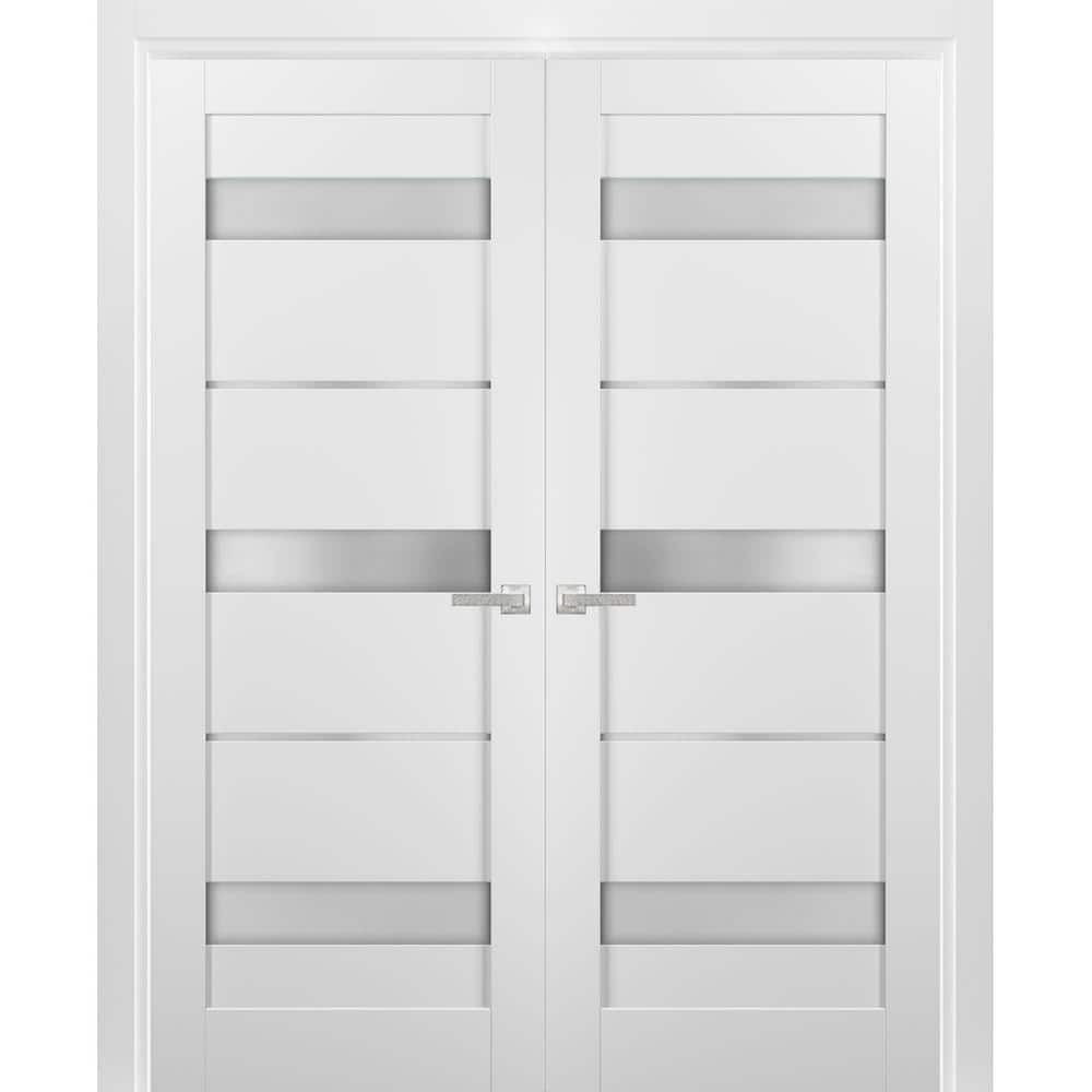 Sartodoors 64 in. x 96 in. Single Panel White Finished Pine Wood ...