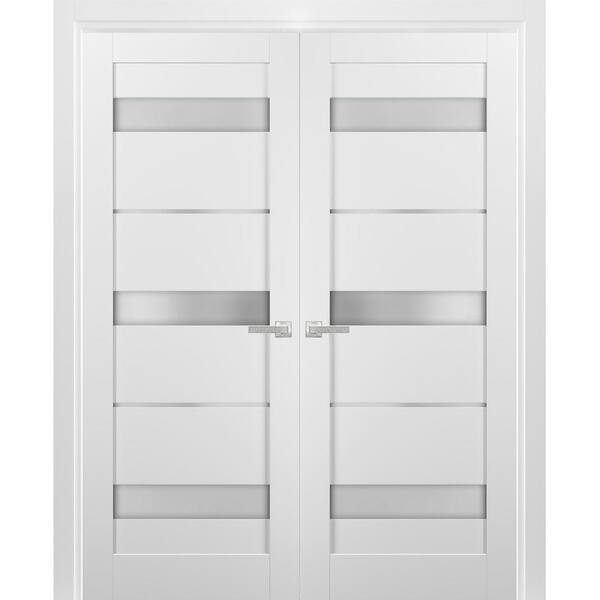 Sartodoors 48 in. x 96 in. Single Panel White Finished Pine Wood ...