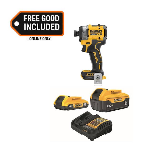 20-Volt MAX XR Lithium-Ion Cordless Impact Driver with 20-Volt MAX 5.0 Ah and 2.0 Ah Battery Packs and Charger