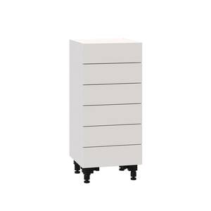 Shaker Assembled 15x34.5x14 in. Shallow 6-Drawer Base Cabinet with Metal Drawer Boxes in Vanilla White