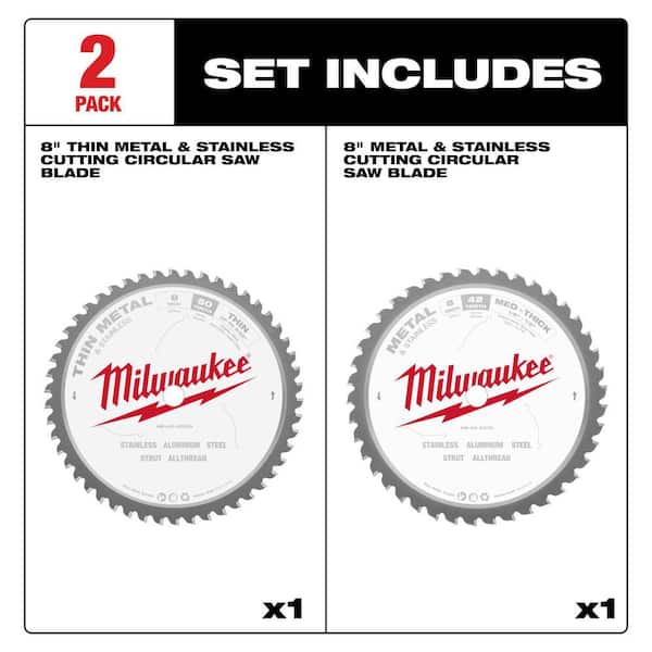 8 in. x 50-Tooth  Carbide Thin Metal, Stainless and 8 in. x 42-Tooth Carbide Metal, Stainless Circular Saw Blade(2-Pack)