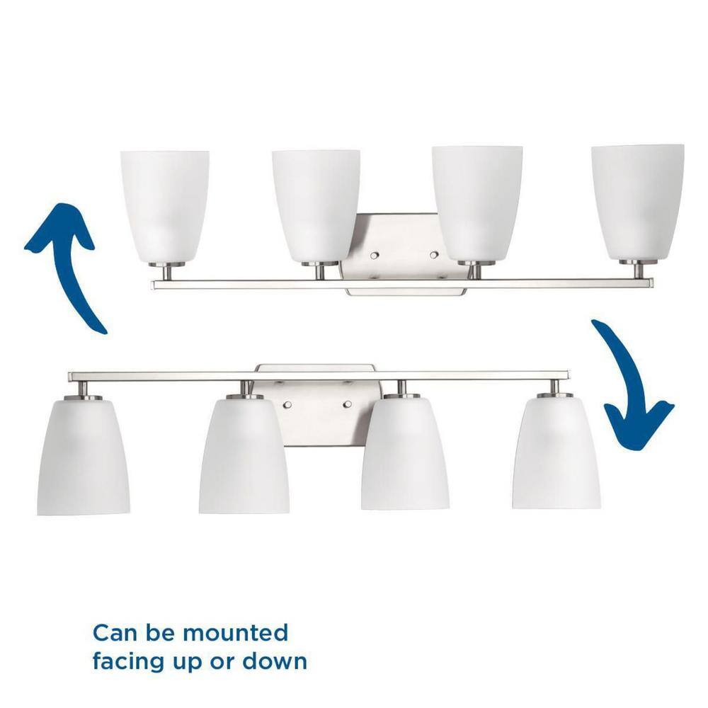 Brushed Nickel 4-Light Vanity Fixture with Etched Glass Shades
