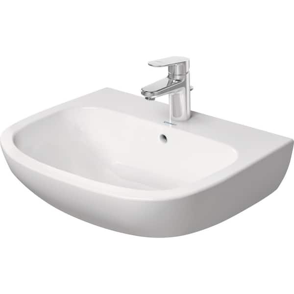 Duravit D-Code 23.63 in. Oval Wall Mount Bathroom Sink in White