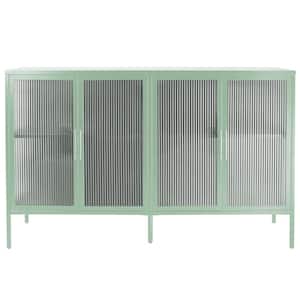 59.17 in. W x 13.86 in. D x 35.91 in. H Mint Green Linen Cabinet with 4 Glass Doors and Adjustable Shelf