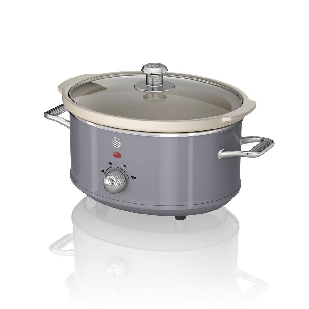 Swan Retro 3.7 Qt. Grey Slow Cooker 124916 The Home Depot