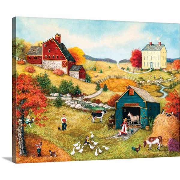 GreatBigCanvas "Fall on the Farm" by Linda Nelson Stocks Canvas Wall Art