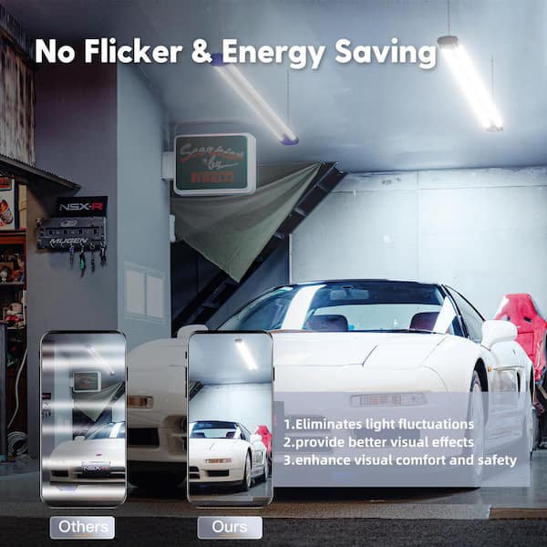 Amico 4ft 250-Watt Equivalent T8 LED Black Shop Light for Garage