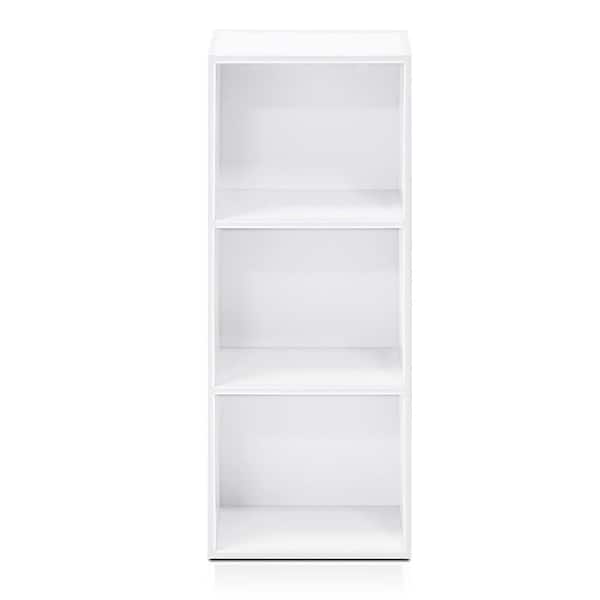 Faux Wood 3 Shelf Standard Bookcase, White Wood 3 Shelf Bookcase