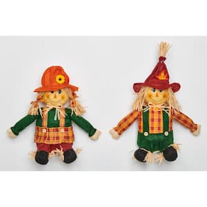 18 in. Table Sitting Scarecrow Boy and Girl (Set of 2)