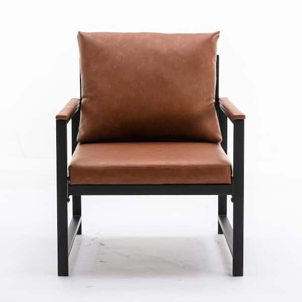 Z-joyee Orange Faux Leather Accent Chair Arm Chair