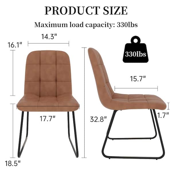 GOJANE Brown Faux Leather Upholstered Dining Chairs with U