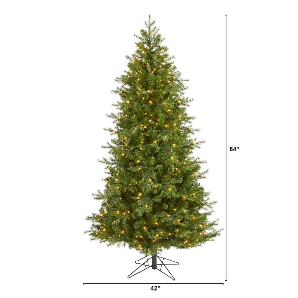 Nearly Natural 7 ft. Pre-Lit Vienna Fir Artificial Christmas Tree with 450 Warm White Lights T1486