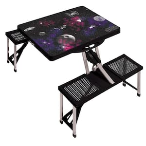 Death Star Black Picnic Table Sport Portable Folding Table with Seats